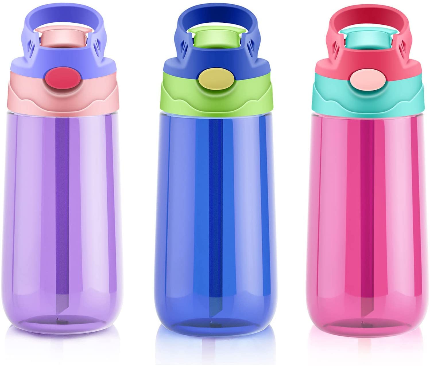 SUPPRUI Water Bottle with Straw for School Leak Proof 480ML Water Bottles BPA-Free for School, Outdoor-sports(Blue)