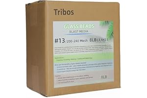 TRIBOS Glass Bead Blasting Media – 8LB Sand Blasting Abrasive for Rust Removal & Polishing – 20–240 Mesh Reusable Grit for Surface Finishing #13(200~240Mesh)