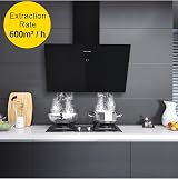 TopStrong Cooker Hood 60cm Wall-Mount 600 m³/h Touch Glass Black view 2