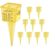 ODOME 10PCS Rain Gauges Outdoor 1.5" Transparent Sprinkler Rain Gauge for Lawn with Wide Mouth Water Measuring Tool (Yellow)