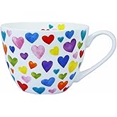 Glen Mila Heart Coffee Mug Heart Shaped Coffee Mugs Bone China Cute Coffee Mug Valentine's Day birthday Gifts for Her Women Mom Friends，17oz Coffee Mug