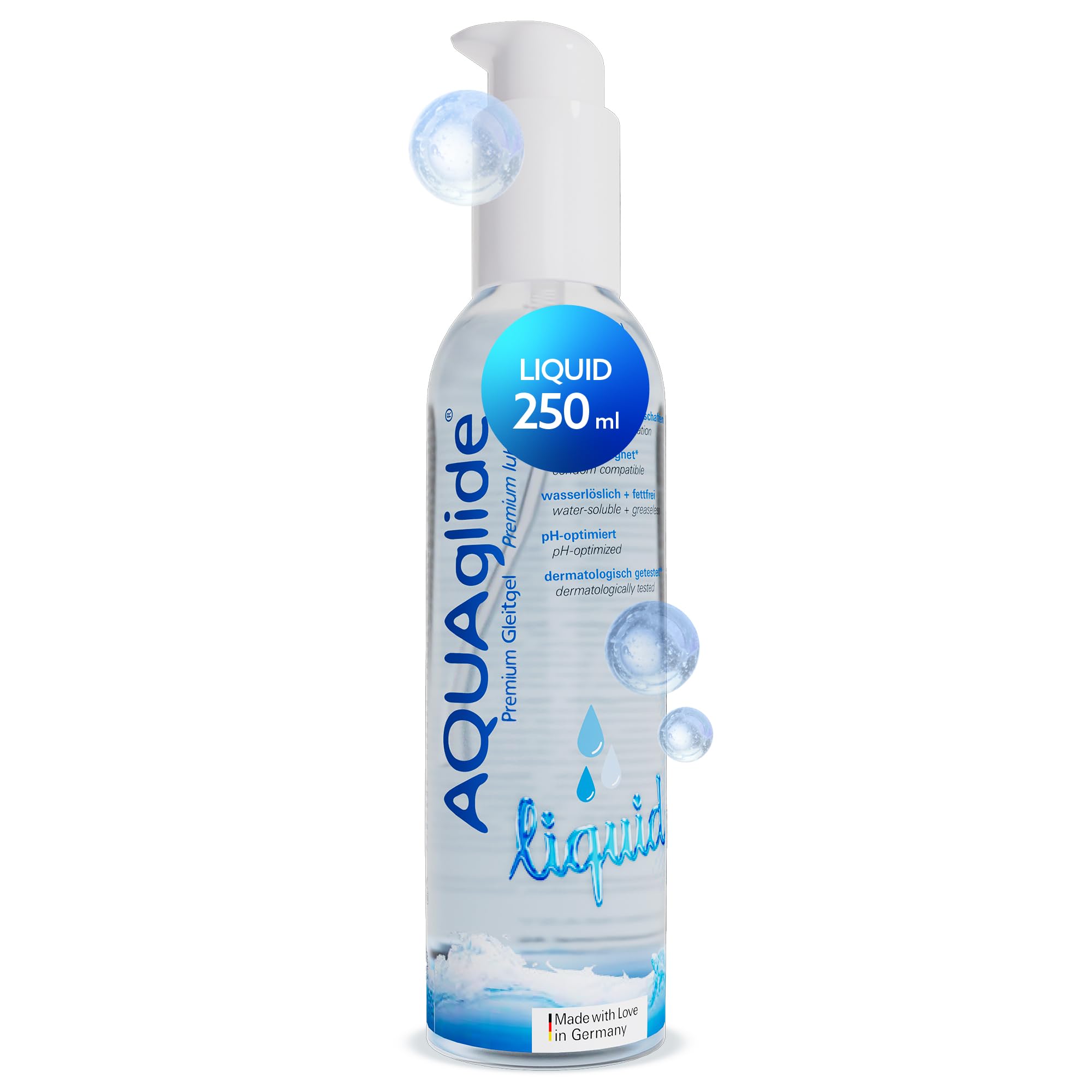 Joydivision AQUAglide Liquid 250 ml Lubricant, Extra Liquid, Compatible with Latex Condoms