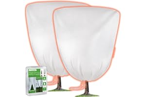 LCHUANG 2Pack 71" x 63" Thickened Large Plant Covers Freeze Protection Winter Tree Shrubs Frost Cloth Warm Blankets, Reusable Plant Protector Drawstring Bags Jacket for Outdoor Plants (3.2 oz/yd²)