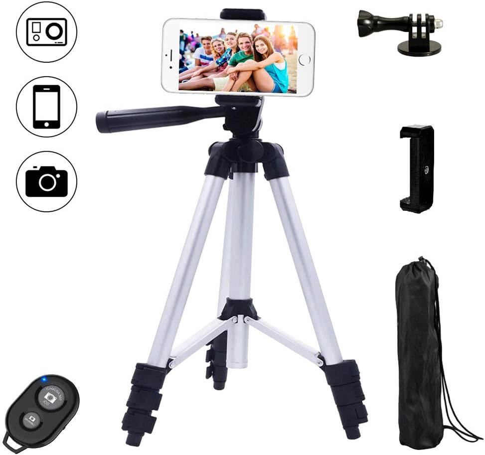 Dezuo 107cm Aluminio Trípode Móvil para Cámara Compacta, iPhone, Gopro