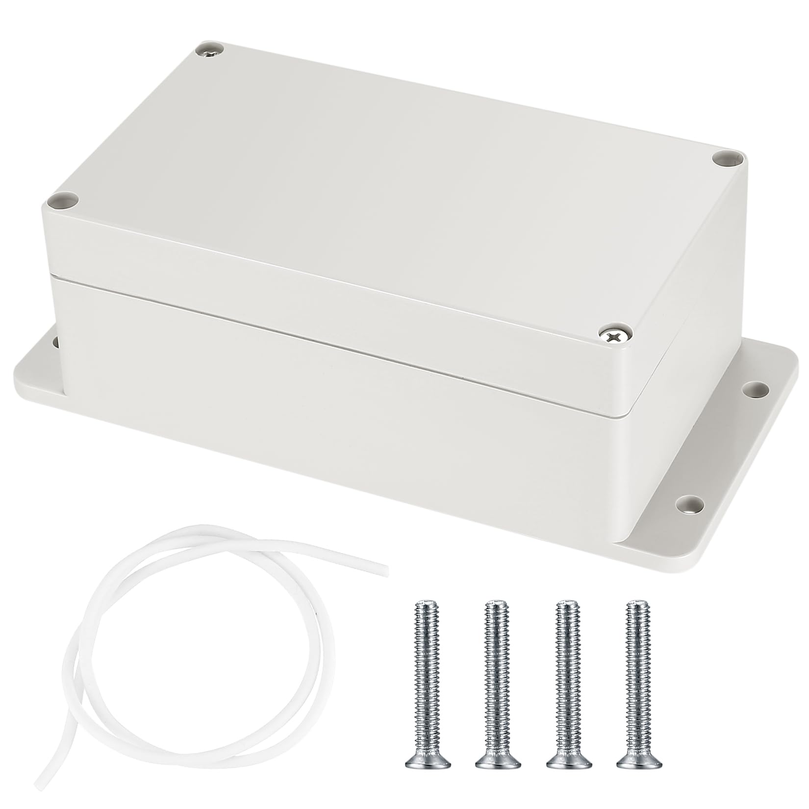 Electronic Connection Box, Waterproof IP65 Junction Box, Surface-Mounted Distribution Box, Mounting Case, Electronic Project Enclosure, Plastic Housing (grey-white with fixed ears, 158x90x60mm)
