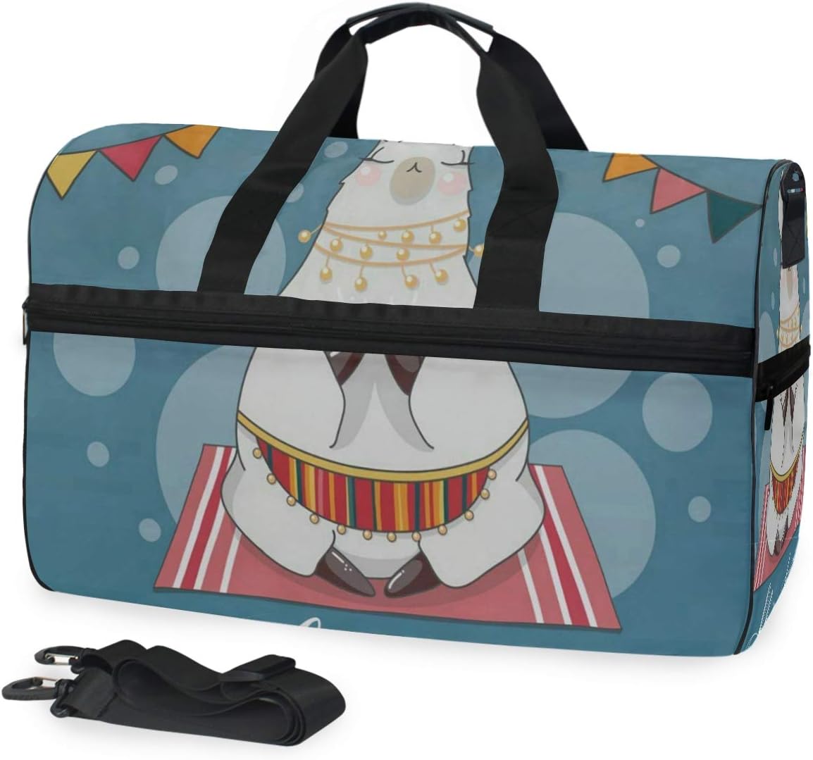Gym Bag Meditating Alpaca Duffle Bag Large Sport Travel Bags for Men Women