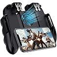 popman Mobile Game Controller 4 Trigger with Cooling Fan for PUBG/Call of Duty/Fotnite [6 Finger Operation] L1R1 L2R2 Gaming Grip Gamepad Mobile Controller Trigger for 4.7-6.5" iOS Android Phone