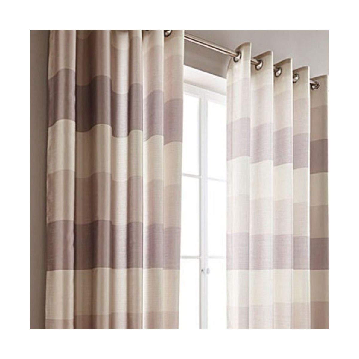 Brazil Striped Faux Silk Cream Beige Latte Lined 90 X 90 229cm X