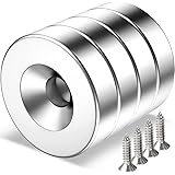 FHSVUD Super Strong Neodymium Magnets with Screw, Rare Earth Metal Magnets with Hole in The Center for Mounting Industrial Wa
