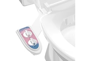 Aünsffer Toilet Bidet Attachment for Toilet, No-Electric Fresh Cold Water with Dual Nozzles Sprayer, 3 Wash Modes (Feminine/Bidet Wash + Self-Cleaning)，Fits Standard Toilet Bowl, Blue Pink