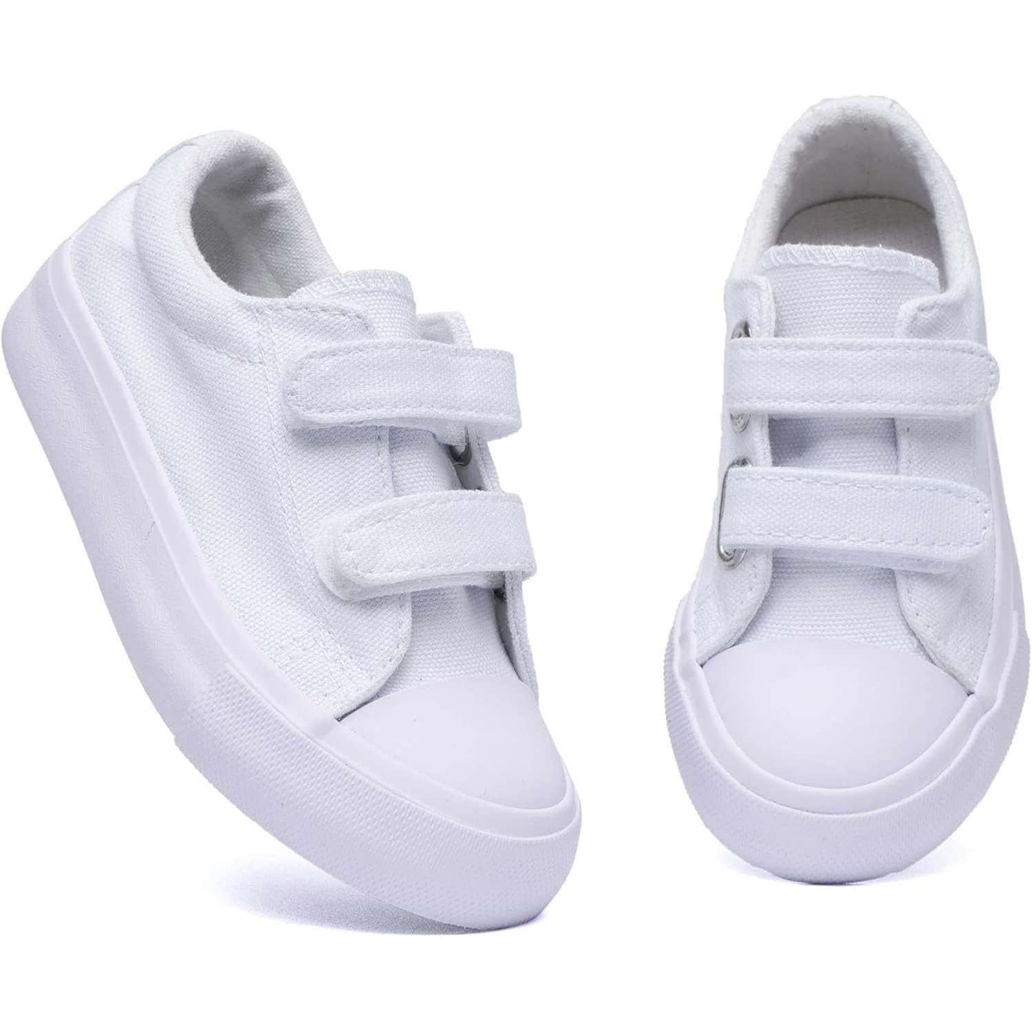 Photo 1 of White Toddler Sneakers Canvas Toddler Shoes for Girls & Boys Toddlers Casual Kid Sneaker White, Size 10, Toddler