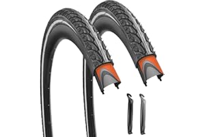 SIMEIQI 1 Pack or 2 Pack 700x35C Anti-Puncture Proof Layer Reflective Bike Tire with or Without Tubes with Presta Valves Road Bicycle Tires