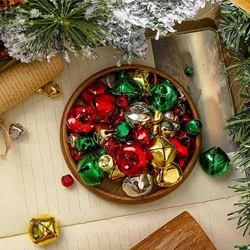 Shindel 250PCS Jingle Bells Bulk, Jingle Bells for Crafts Colorful Christmas Bells 4 Assorted Sizes for DIY Craft Christmas Birthday Wedding