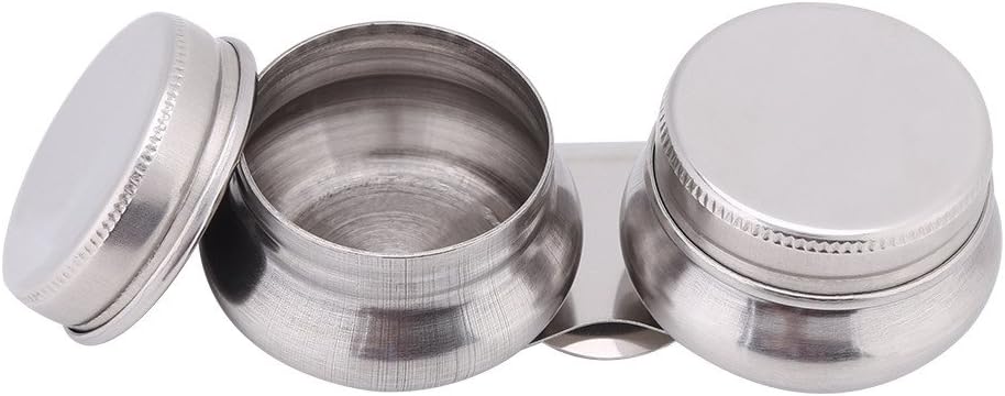 Stainless Steel Palette Cup Large Mouth Double Dipper with Lid Clip Oil Paint Container for Acrylic Painting Artist Supplies Art Material Storage