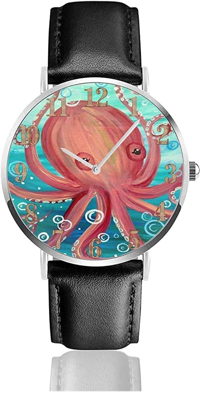 Deep Sea Octopus Blister Twisted Tentacles Pu Leather Wrist Watch