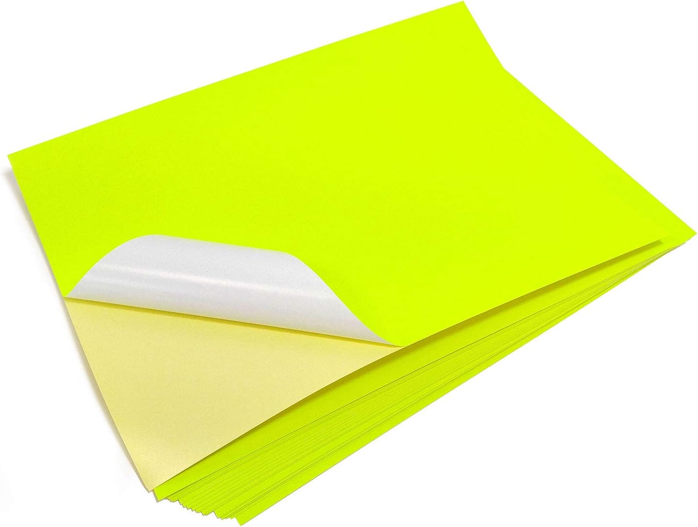 Evergreen Goods A4 10 Sheets Neon Yellow Fluorescent Paper Sticker, Fluorescent Yellow