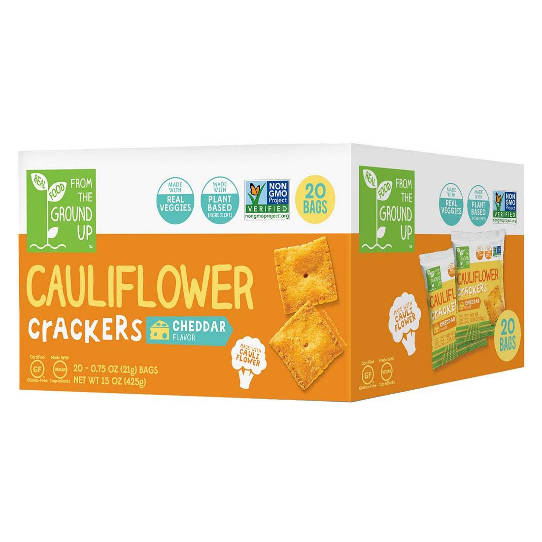 From The Ground Up Cauliflower Crackers 20 Packs of .75oz