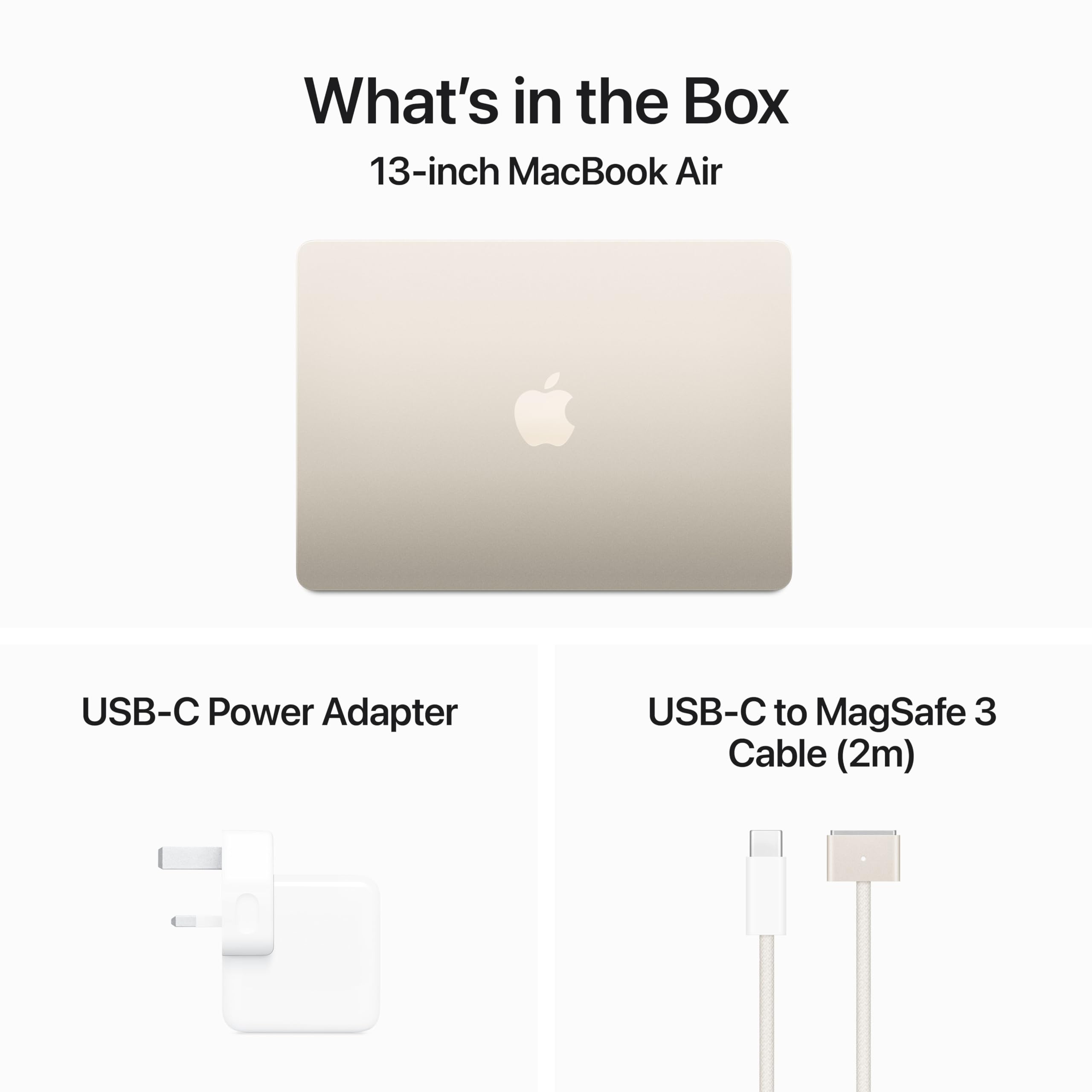 Apple 2024 MacBook Air 13-inch Laptop with M3 chip: 13.6-inch Liquid Retina Display, 16GB Unified Memory, 512GB SSD Storage, Backlit Keyboard, 1080p FaceTime HD Camera, Touch ID; Starlight
