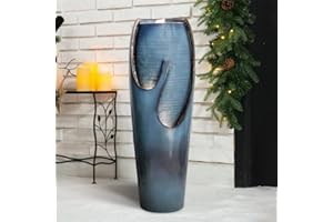 watnature 38.7"H Outdoor Water Fountains and Waterfalls - Indoor Water Jar Fountain Tall Floor Fountain with Lights&Pump for Garden, Patio, House Decor, Modern Indoor Fountains Outdoor Water Features