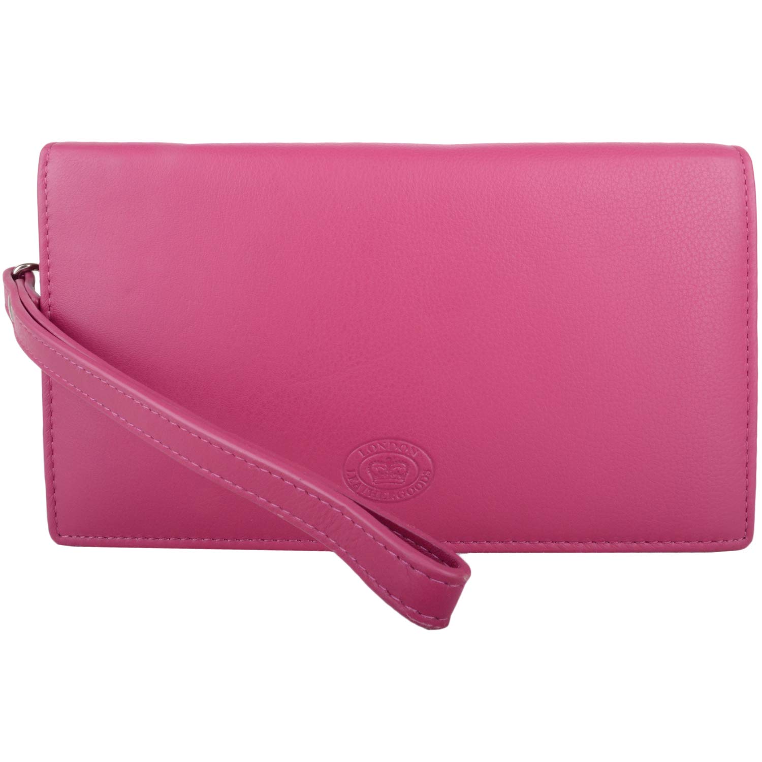 Womens Large Soft Leather RFID Money/Credit Card Clutch Purse/Pouch - Magenta