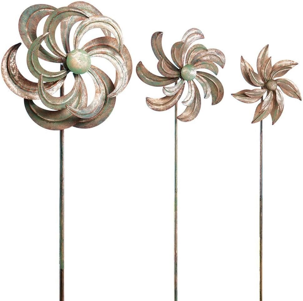 Garden Wind Spinner Whirligigs Spiral Rustic Lawn Yard Ornament Outdoor Metal
