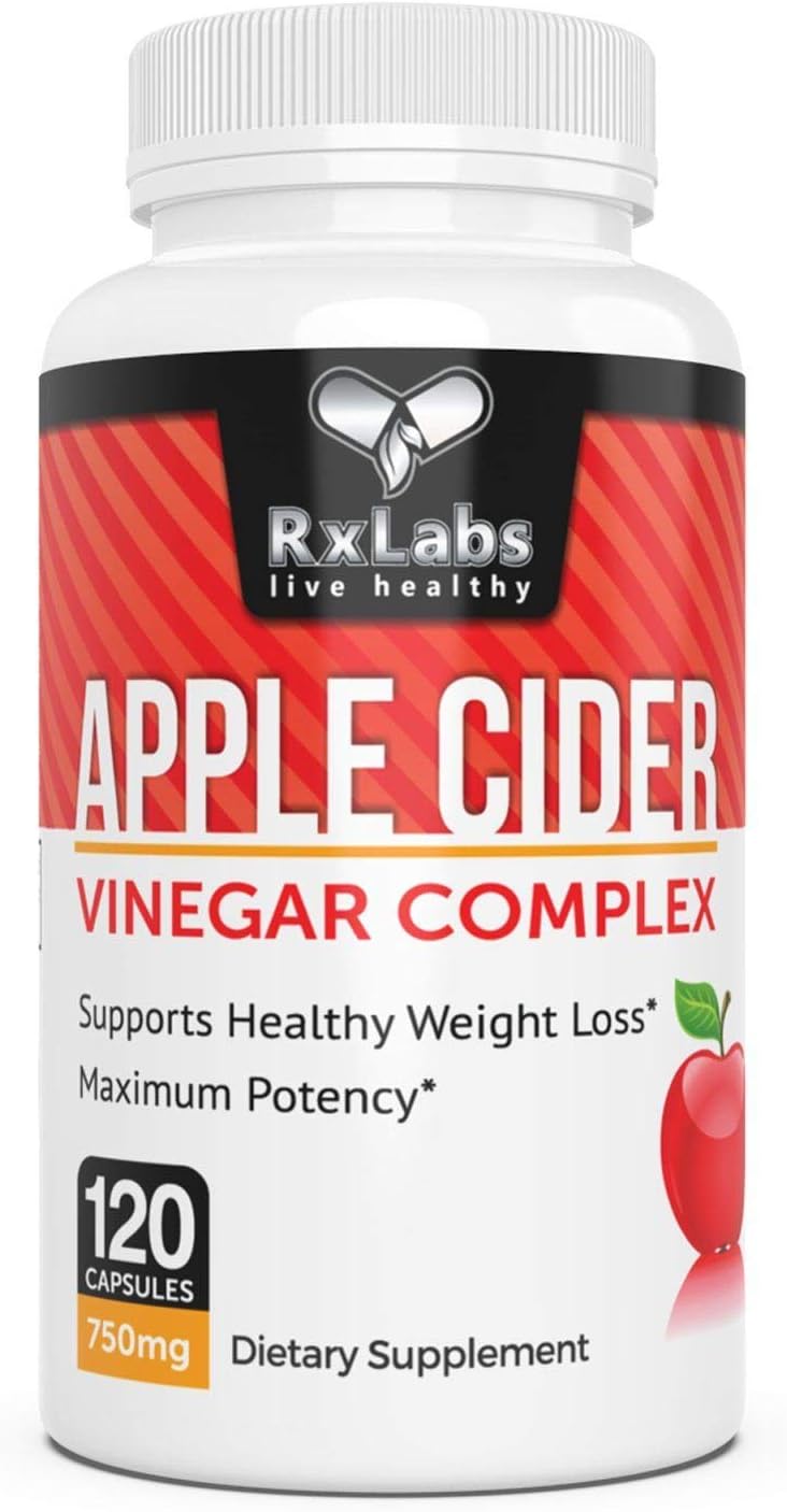 RxLabs 120 Apple Cider Vinegar Tablets 750mg | Natural & Highly Potent Weight Loss Dietary Supplement for Women & Men | Boost Immunity & Metabolism, Cleanse & Detox System, Increase Energy Levels