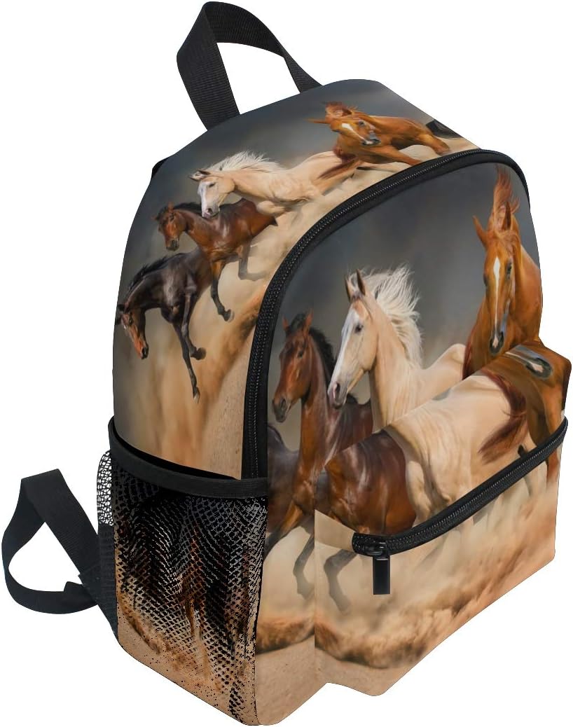 ISAOA Running Herd Horse Children's Backpack for Boys Girls,Kid's Schoolbag for Kindergarten Preschool Toddler Baby Nursery Travel Bag with Chest Clip - Image 3