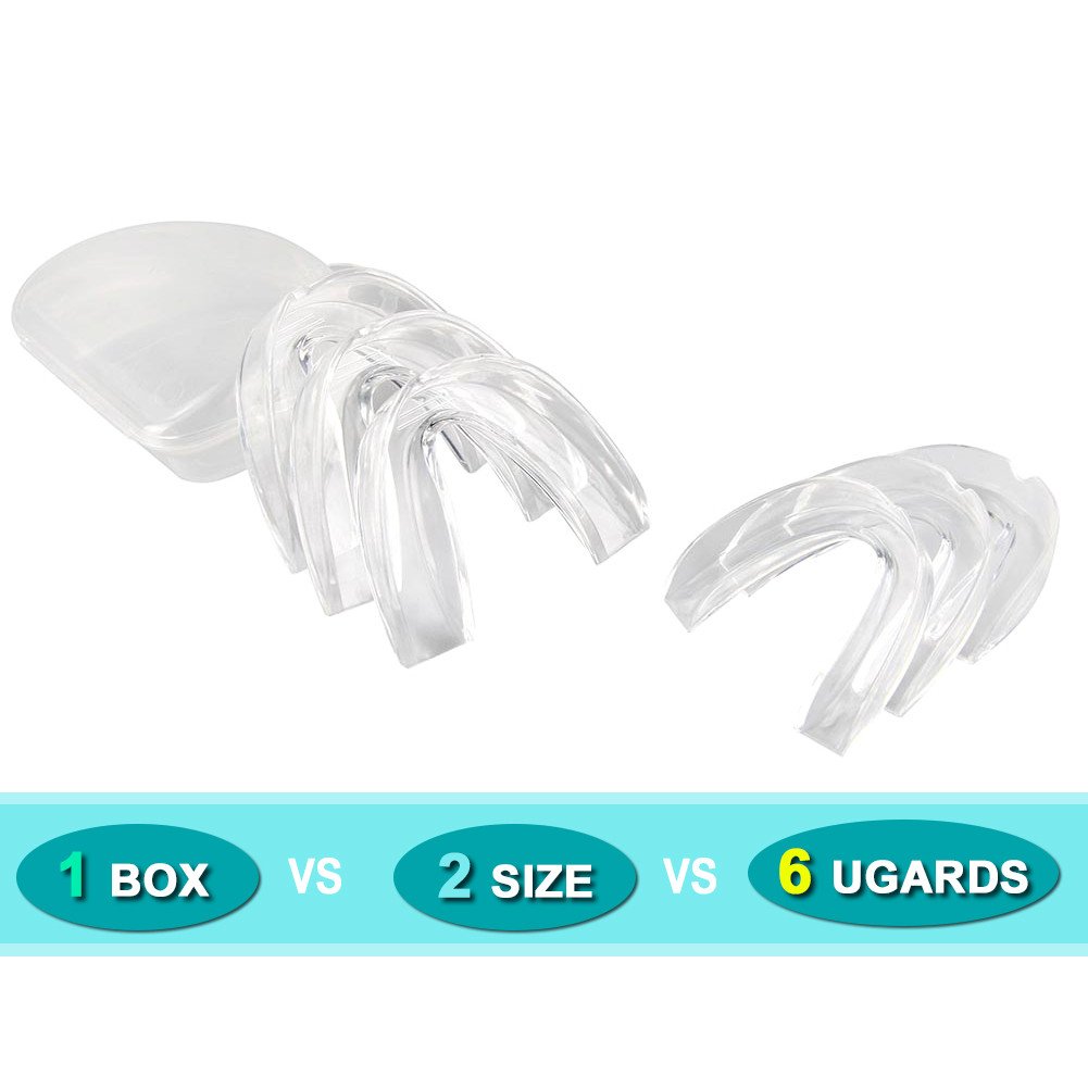 Professional Dental Sleep Mouth Guards - Pack of 6 - Eliminates Teeth Grinding Clenching Bruxism TMJ, BPA-Free Custom Mouldable Snore Night Guards Mouthpiece for Youth Women Men Boys Girls Adult