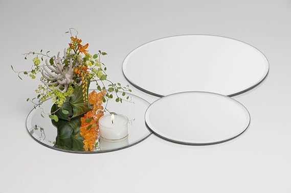 Glasplatte MIRROR Spiegel Glas Platte Teller Kerzenplatte flach rund, Ø 30 cm