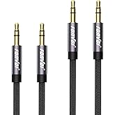 FONVOi AUX Cable(2 Pack 4FT), Braided 3.5mm Audio AUX Cord for Car,3.5mm Male to Male Stereo Cable, Compatible with:Headphone