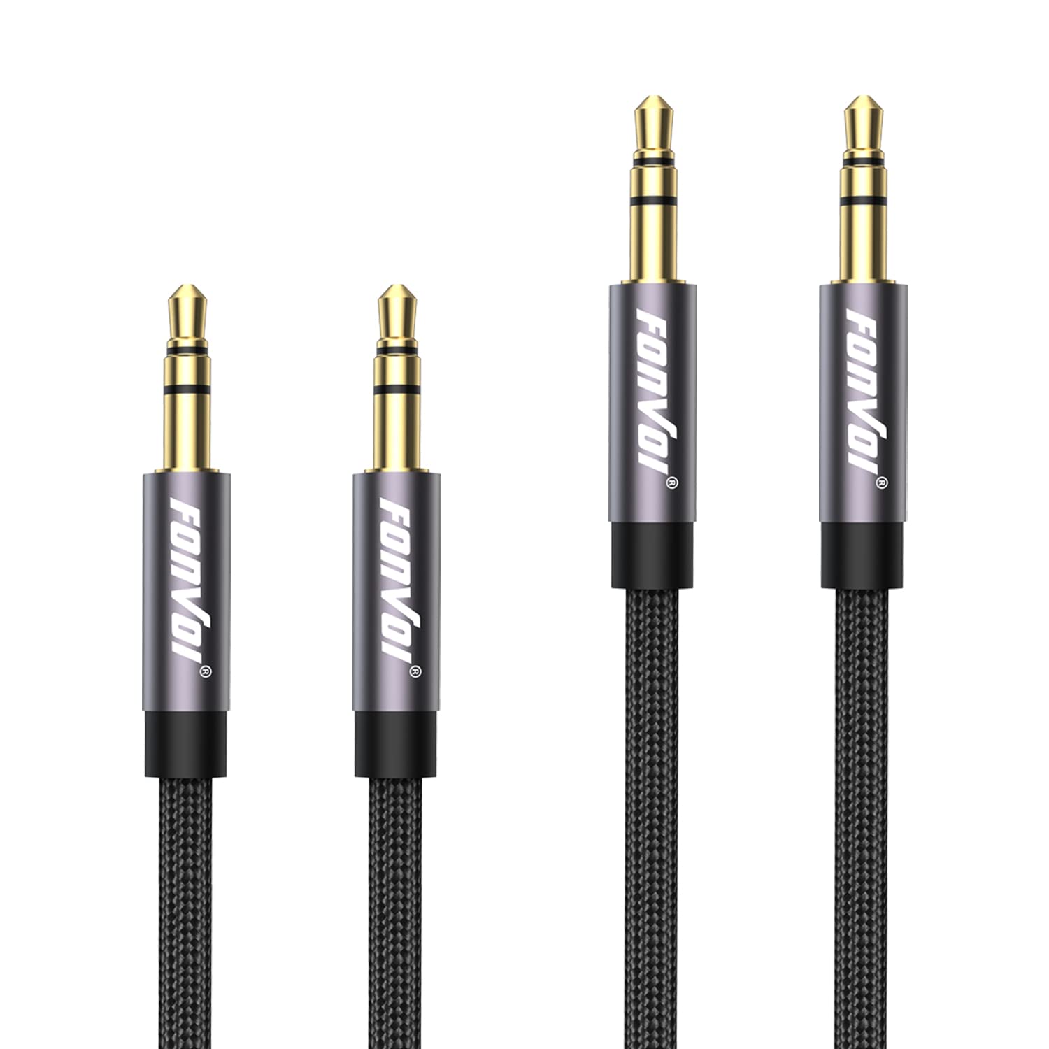 Photo 1 of FONVOi AUX Cable,3.5mm Audio AUX Cord for Car,Braided 3.5mm Male to Male Stereo Cable, Compatible with:Headphones, Phones, iPod,Car Audio,MP3 and More (4FT+4FT)