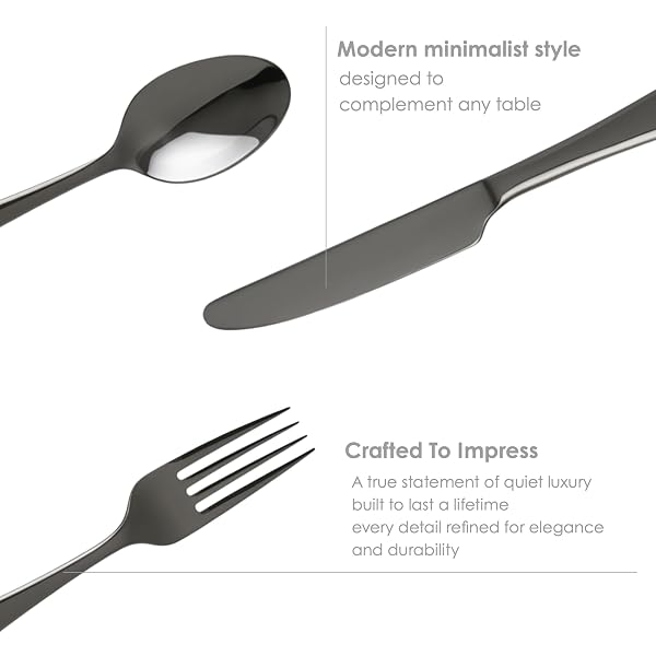 SILVERWARE SET FOR 6, 30-PIECE FAMOUS HAUS LONDON FORGED FLATWARE SET, STAINLESS STEEL CUTLERY SET WITH FORK KNIFE SPOON, MATTE BLACK FINISH, NICKEL FREE & DISHWASHER SAFE, WEDDING GIFT
