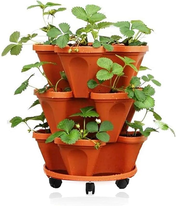 Stackable Vertical Planter Set 3pcs Plastic Stackable Strawberry
