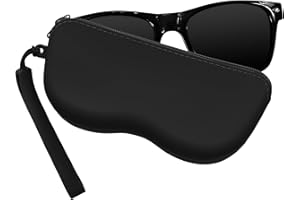 kwmobile Clip-on Sunglasses Case - Soft glasses pouch to attach to your handbag - Zippered silicone case for glasses - Black