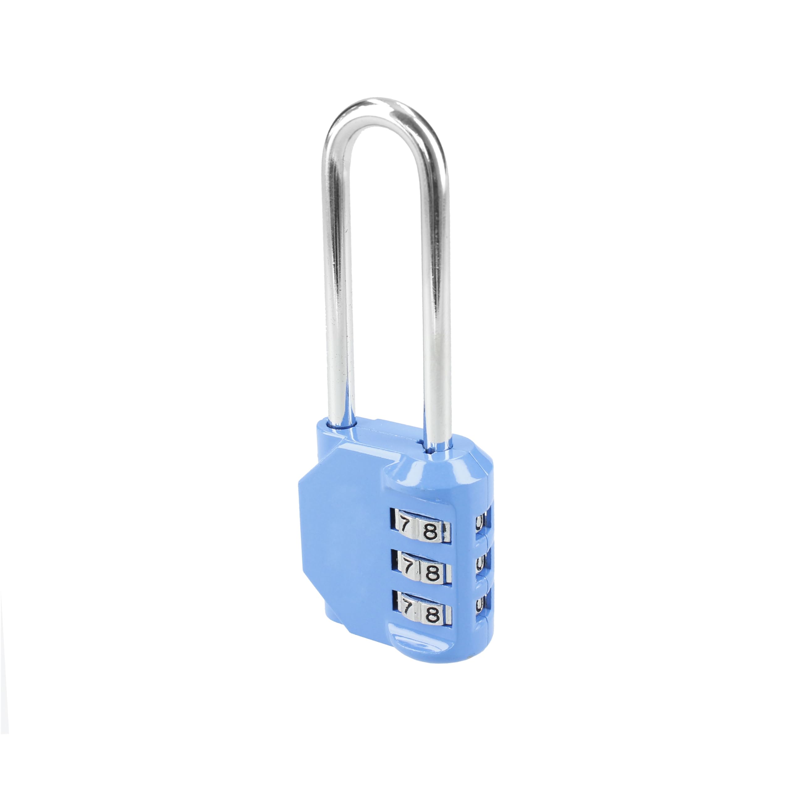 Ferrestock FSKCAN329BL 3-Digit Combination Lock for Luggage Gym Lockers Long Bow 55mm Made of Zinc and Steel Bow - Blue