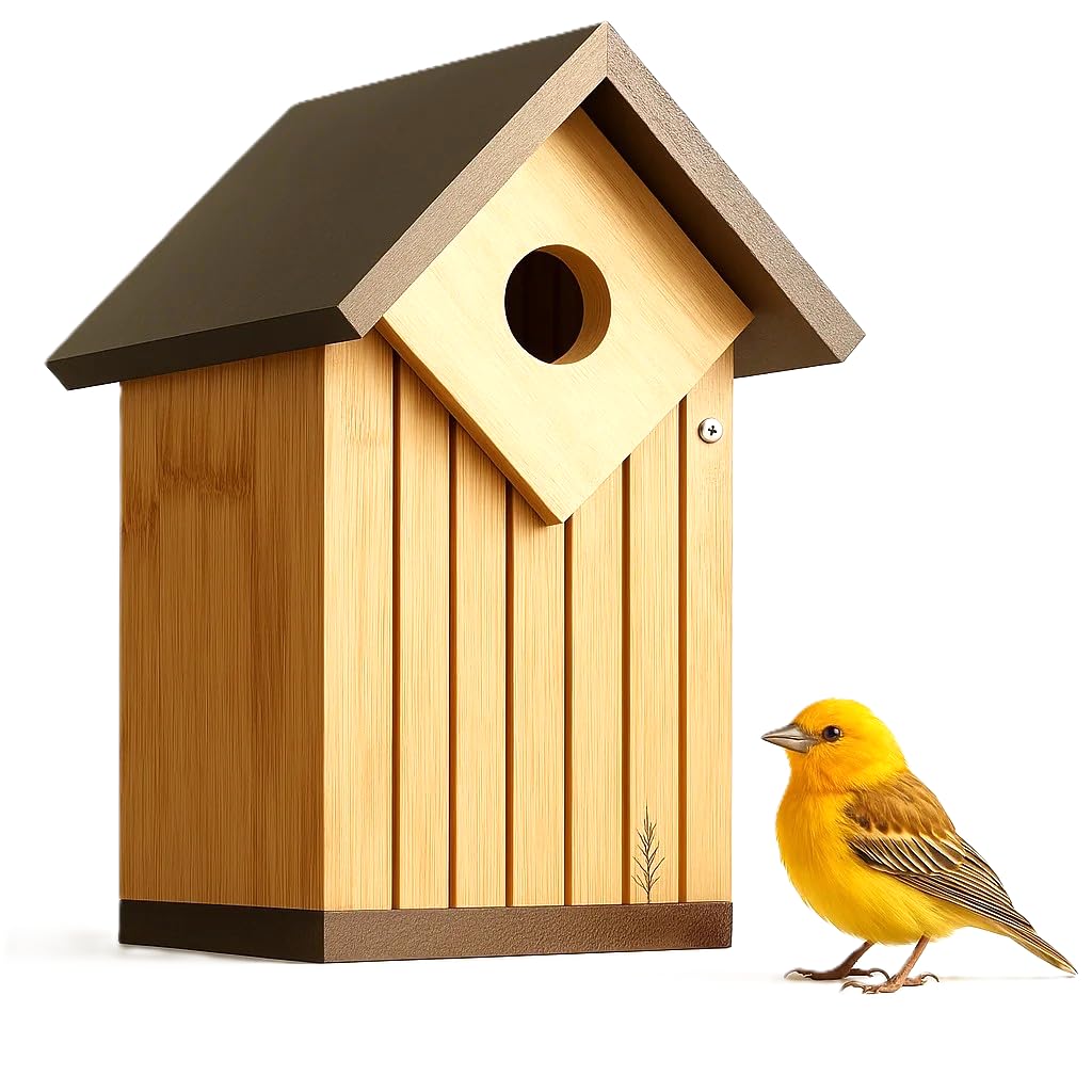 Photo 1 of Large Hard Bamboo Bluebird Bird Houses for Outside, Solid Material Construction Weather Proof, UV Painted Longtime Water Proof, Heavy Duty Sturdy 1.5" Hole Plate, 10 Years Performance