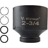 1" Drive 2-3/4" Impact Socket, 6-Point, Heat Treated Cr-V Alloy Steel | One-Piece Forged, Surface Phosphating and Blackening Treatment, Anti-rust, Radius Corner Design, No Harm to Nut Corners
