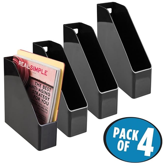 mDesign Freestanding Magazine Rack Set of 4 Office Storage