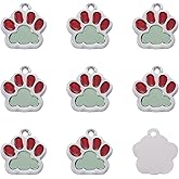 FASHEWELRY Paw Print Pendants Dog Paw Keychain Pendants Animal Glitter Footprint Pendant Glitter Powder Alloy Enamel Cat Dog Pendant for DIY Necklace Bracelet Jewelry