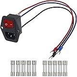 EPLZON Inlet Module Plug 3D Printer Arcade Power Switch 10A 250V Power Socket with 15A 10A Fuse 18 AWG Extension Cable 3 Pin