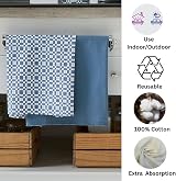 Penguin Home Set of 2 Recycled Cotton Tea Towels White Blue 50x70cm view 2