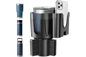 OUSHASAA 2-in-1-Car-Cup-Holder-Expander-Adapter with Phone Holder Adjustable Base Fits Most Cup Holder and Phones, Compatible for HydroFlask, Yeti, Nalgene, Large 32/40 oz Bottles in 3.2"-3.8" (1pcs)
