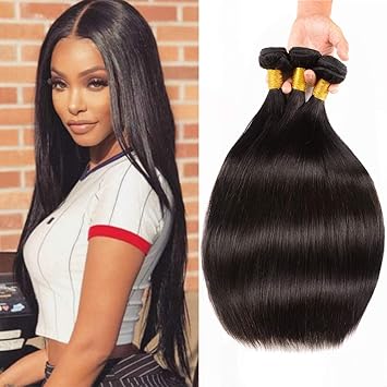 Amazon Com Huarisi Brazilian Virgin Hair Straight Bundles 14 16