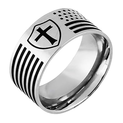 Buy Hzman Knights Templar Cross Stainless Steel Ring American Flag