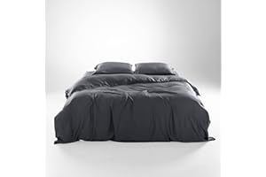 Olive + Crate Tencel Eucalyptus Cooling Duvet Cover Set - Hypoallergenic, Lyocell Tencel Duvet Cover - Soft, Temperature Regulating with Hidden Button Closure & Corner Ties - King Size [Charcoal]