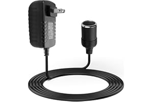 HERFAIR AC to DC Converter 2A 24W Car Cigarette Lighter Socket Adapter Power Cable 110-240V to 12V AC/DC for Automobile Home Use Car to Wall Plug（Under 24W only）