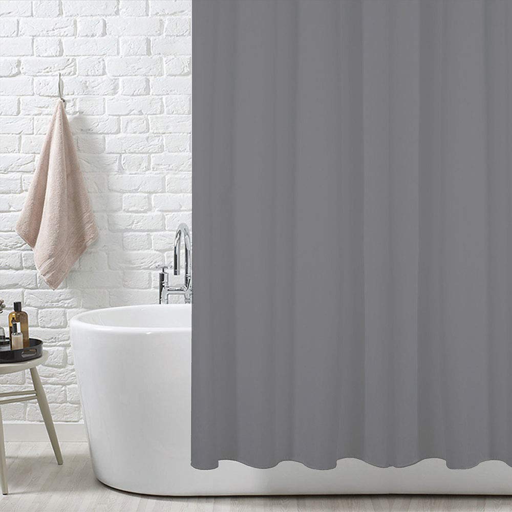 ANSIO Shower Curtain for Bathroom - Mould and Mildew Resistant - Charcoal Grey, 180 x 200 cm (71 x 78 Inch) | Water Repellent Fabric | 100% Polyester