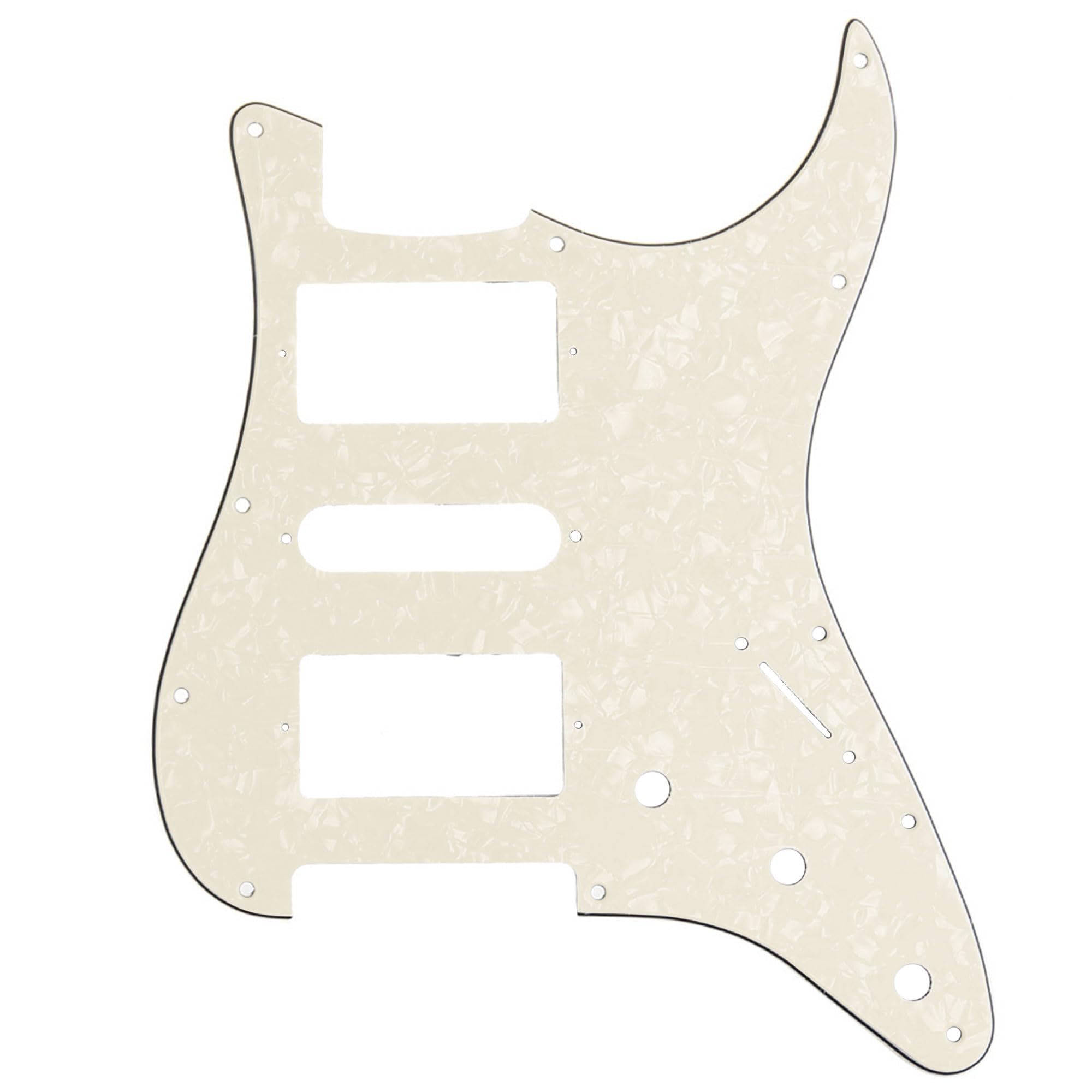 Musiclily Pro 11 Hole HSH Guitar Strat Pickguard for Fender American/Mexican Standard Stratocaster Modern Style, 4Ply Parchment Pearl