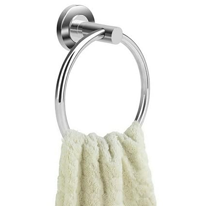 TOTAL HOME : New Home Stainless Steel Chrome Wall Mounted Bathroom Towel Holder Ring (Color: Silver)