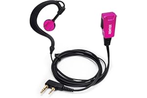 Remtise Single Wire Earhook Earpiece with Mic for Baofeng UV-5R Walkie Talkies, Headset and PTT Compatible 2 Way Radios Brands Baofeng and Kenwood, Puxing, Wouxun (Red)